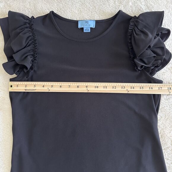 CeCe Top Women's Size S Black Short-Sleeve Ruffle Top - Picture 7 of 8